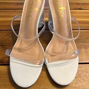 White Snake Print High Heel Sandals Clear